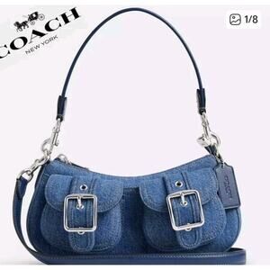 NWT Coach CAK44 Ashton shoulder/Crossbody Bag INDIGO Denim & Smooth Leather